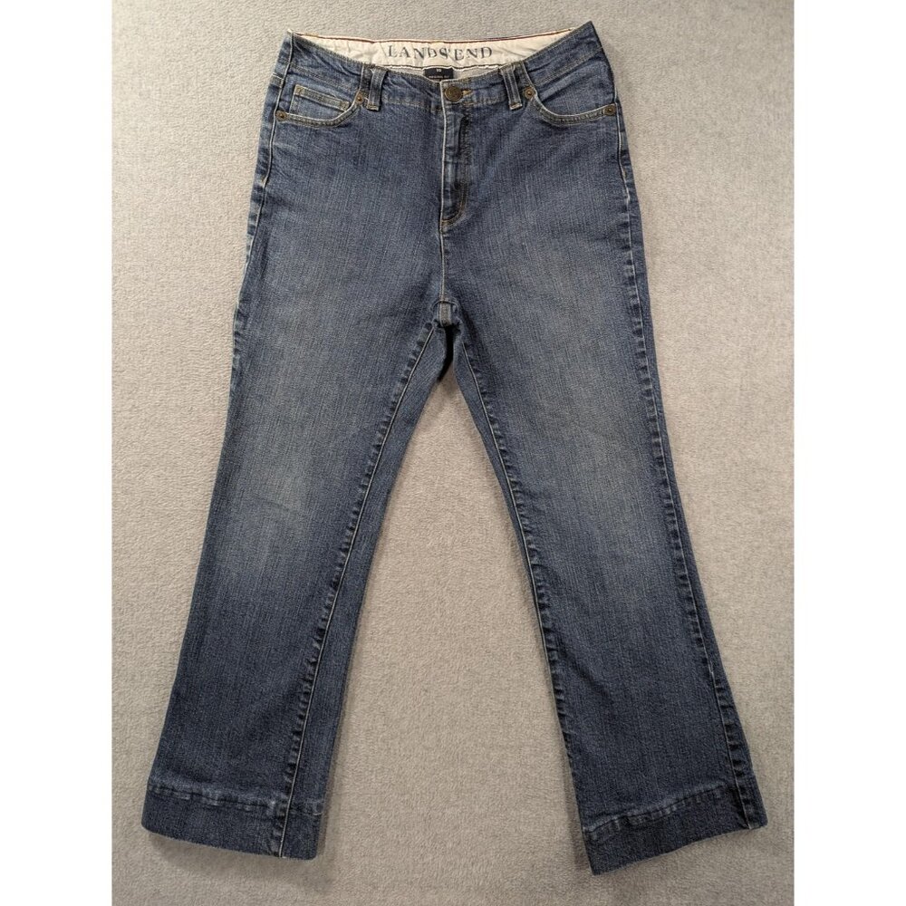 Lands' End Original Fit Bootcut Jeans Womens 10 Medium Wash High Rise Stretch